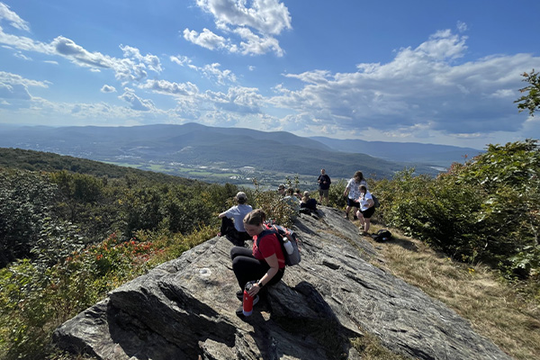 MCLA students on a mounatin side